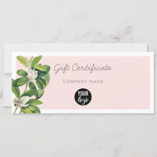 Blush Pink Business Logo Gift Certificate Voucher