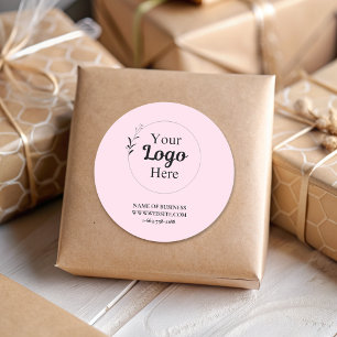 Blush Pink Business Logo modern Classic Round Sticker