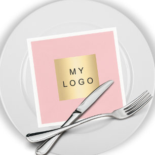 Blush pink business logo napkin