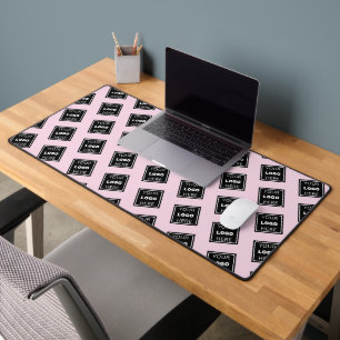 Blush Pink Business Logo Pattern Desk Mat