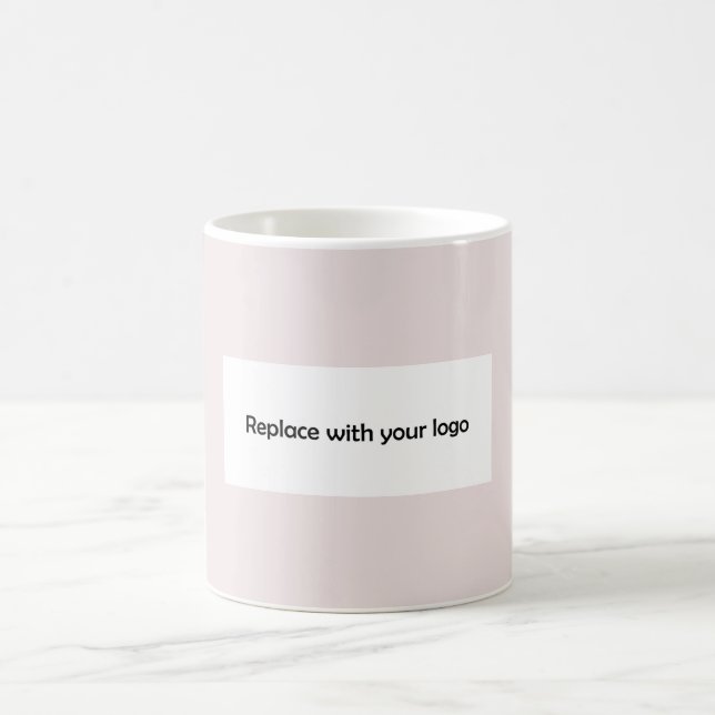 Blush pink business logo rectangular coffee mug (Center)