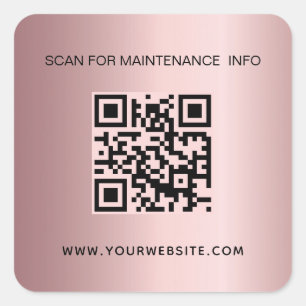 Blush pink business qr code maintenance info square sticker