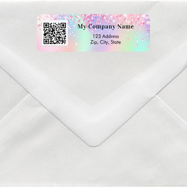 Blush pink business qr code return address label (Creator Uploaded)