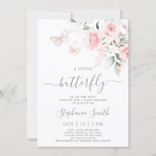 Blush Pink Butterfly Baby Shower Girl Invitation
