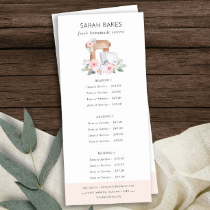 Blush Pink Cake Mixer Floral Bakery Service Price Rack Card