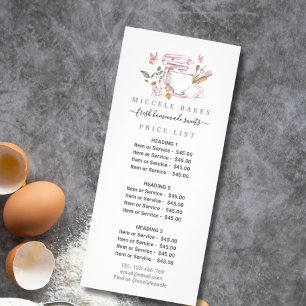 Blush Pink Cake Mixer Floral Bakery Service Price Rack Card