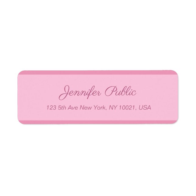 Blush Pink Calligraphed Script Text Elegant Return Address Label (Front)