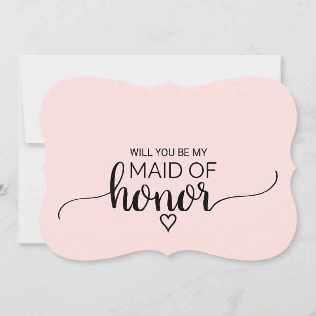 Blush Pink Calligraphy Maid Of Honour Proposal Invitation (Front)
