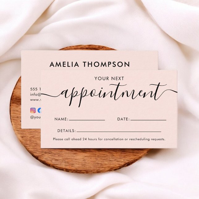 Blush Pink Calligraphy QR Code Appointment Card (Creator Uploaded)