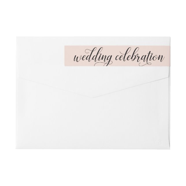 Blush Pink Calligraphy Wedding Celebration Wrap Around Label (Back)
