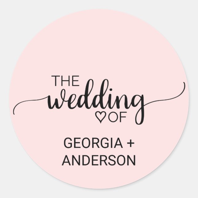 Blush Pink Calligraphy Wedding Envelope Seal (Front)