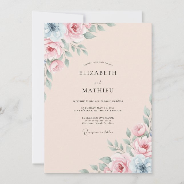 Blush Pink Captivating Spring Wedding Invitation (Front)