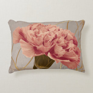 Blush Pink Carnation Floral Gold Decorative Cushion