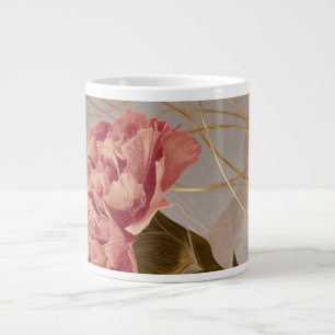 Blush Pink Carnation Floral Gold Large Coffee Mug