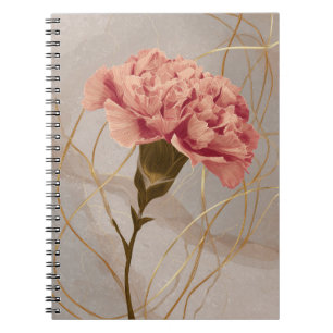Blush Pink Carnation Floral Gold Notebook