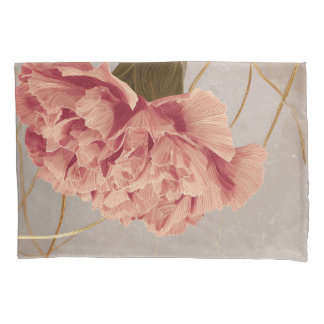 Blush Pink Carnation Floral Gold Pillowcase