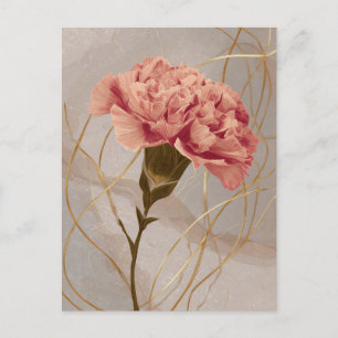 Blush Pink Carnation Floral Gold Postcard