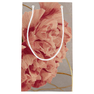 Blush Pink Carnation Floral Gold Small Gift Bag