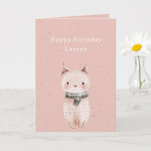 Blush Pink Cat Birthday Card