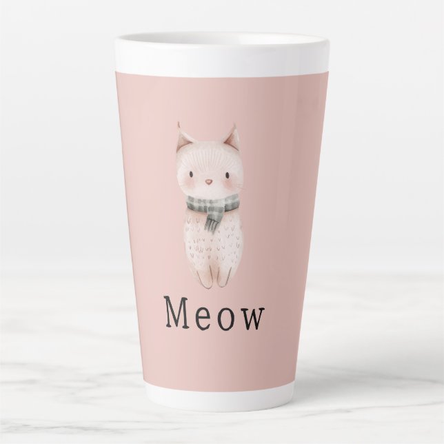 Blush Pink Cats Latte Mug (Front)