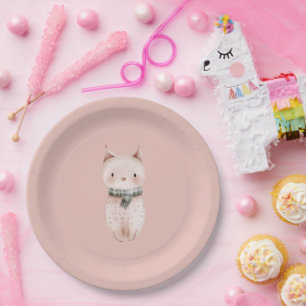 Blush Pink Cats Paper Plate