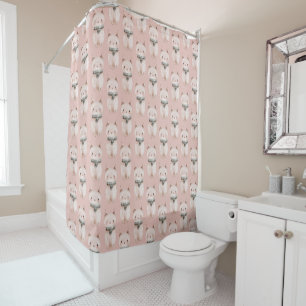 Blush Pink Cats Shower Curtain