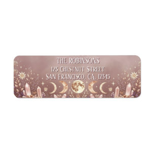 Blush Pink Celestial Moon Phase Return Address Label
