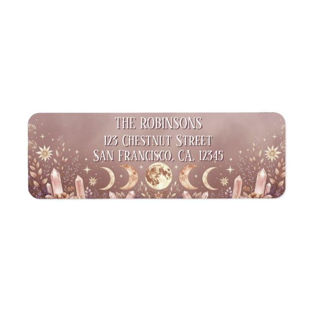 Blush Pink Celestial Moon Phase Return Address Label (Front)