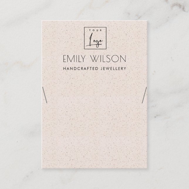 BLUSH PINK CERAMIC TEXTURE NECKLACE DISPLAY LOGO BUSINESS CARD (Front)