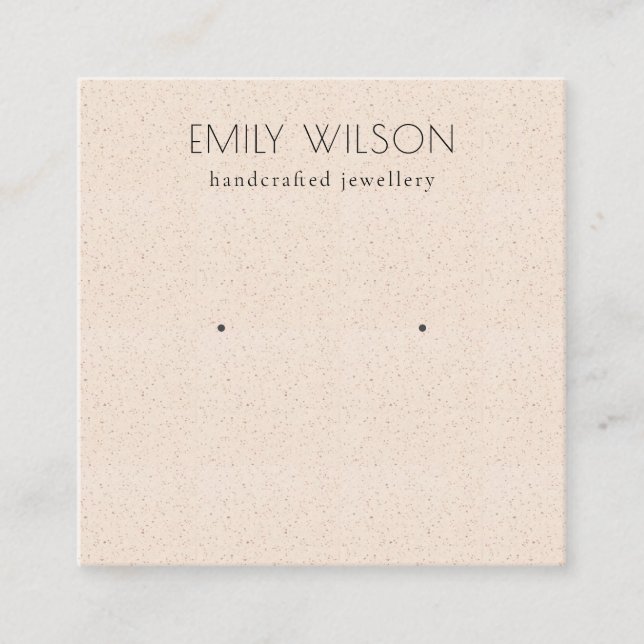 Blush Pink Ceramic Texture Stud Earring Display Square Business Card (Front)