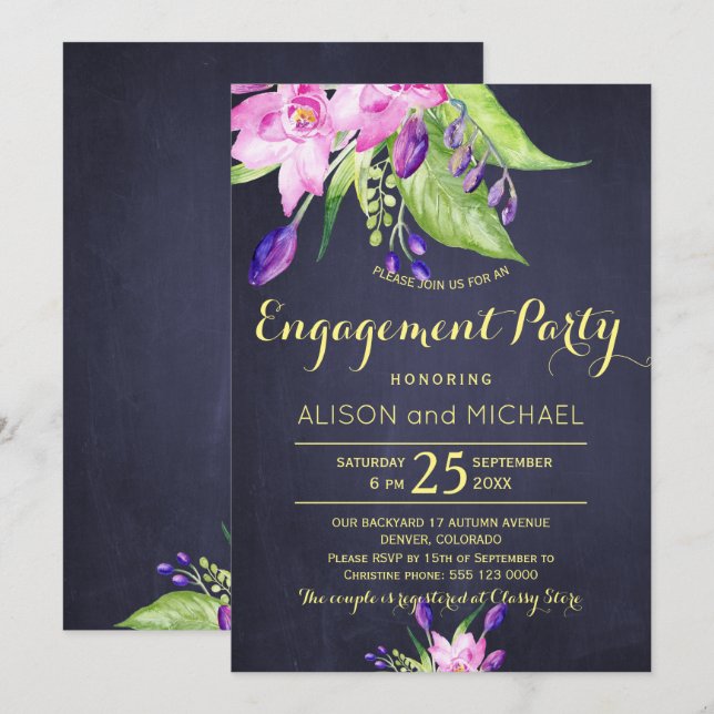 Blush pink chalkboard engagement i do bbq party invitation (Front/Back)