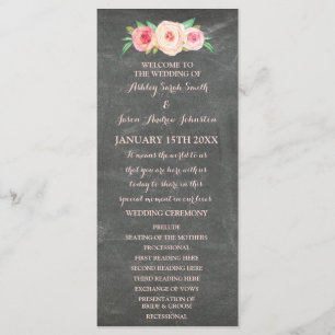 Blush Pink Chalkboard Floral Wedding Program