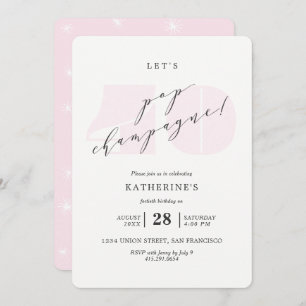Blush Pink Champagne 40th Birthday Party Invite