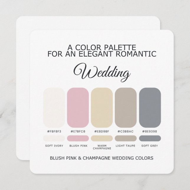 Blush Pink Champagne Wedding Color Palette Card (Front/Back)