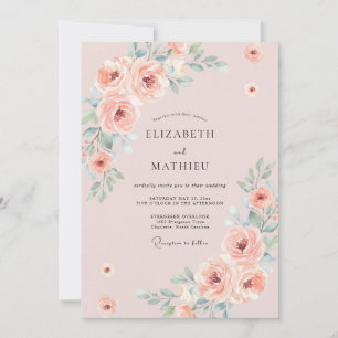 Blush Pink Charming Spring Wedding Invitation