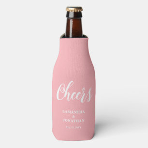 Blush Pink Cheers Wedding  Bottle Cooler