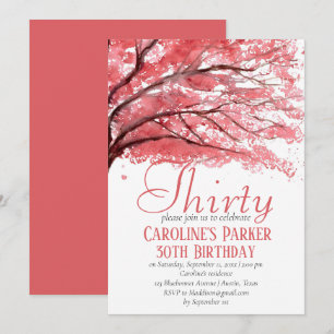 Blush Pink Cherry Blossom 30th Birthday Floral Invitation