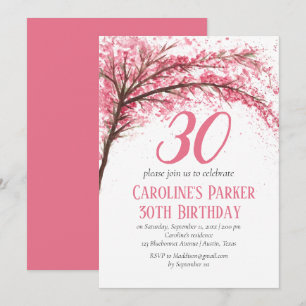 Blush Pink Cherry Blossom 30th Birthday Floral Invitation