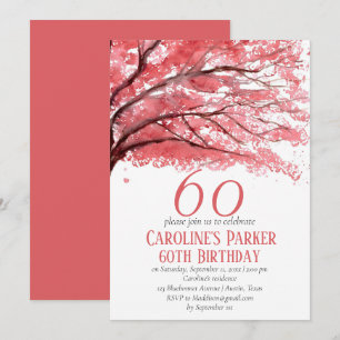 Blush Pink Cherry Blossom 60th Birthday Floral Invitation
