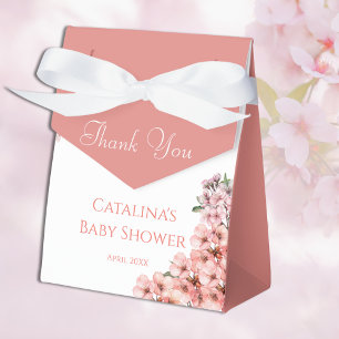Blush Pink Cherry Blossom Elegant Baby Shower Favour Box
