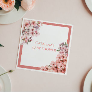 Blush Pink Cherry Blossom Elegant Baby Shower Napkin