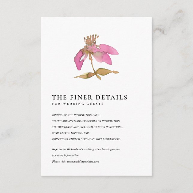 BLUSH PINK CHERRY BLOSSOM FLORAL WEDDING DETAIL ENCLOSURE CARD (Front)