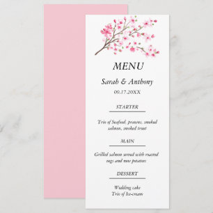 Blush Pink Cherry Blossom Floral Wedding Food Menu