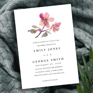 BLUSH PINK CHERRY BLOSSOM FLORAL WEDDING INVITE