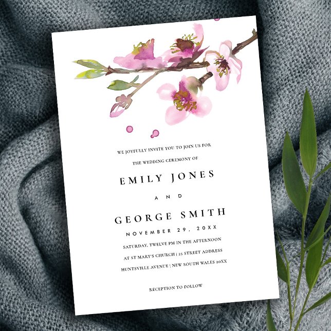 BLUSH PINK CHERRY BLOSSOM FLORAL WEDDING INVITE (Creator Uploaded)
