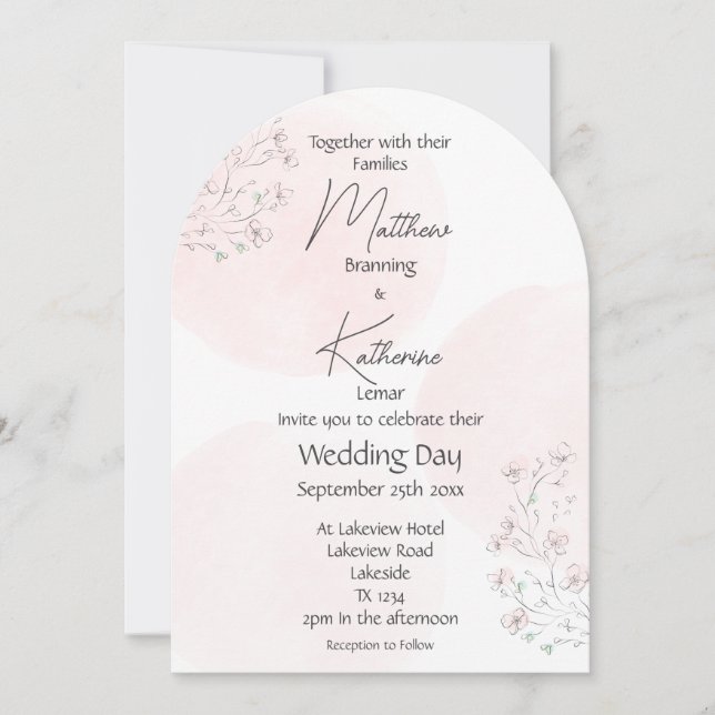 Blush Pink Cherry Blossom Wedding Invitation (Front)