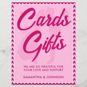 Blush Pink Chevron Cards & Gifts Wedding Sign