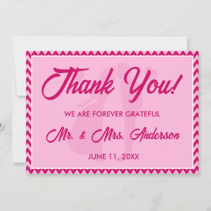 Blush Pink Chevron Stripe Photo Wedding Thank You Card