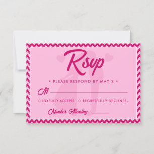 Blush Pink Chevron Stripe QR Code Wedding RSVP Card