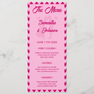 Blush Pink Chevron Stripe Wedding Dinner Menu Card